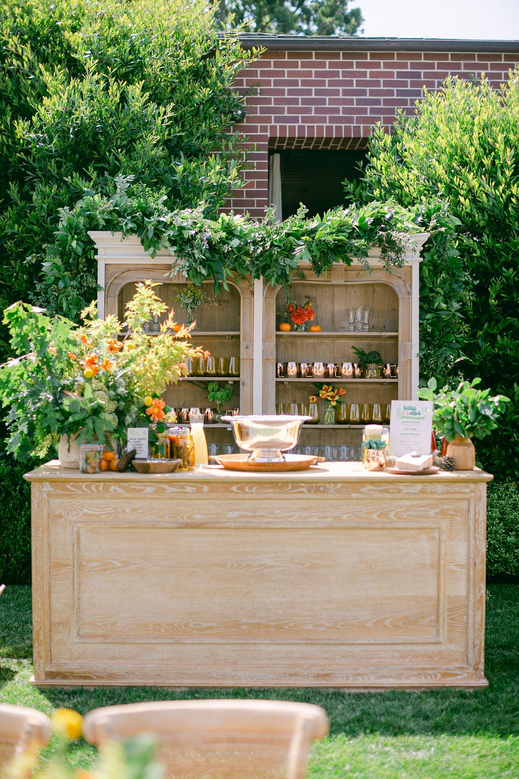 An outdoor cocktail bar setup