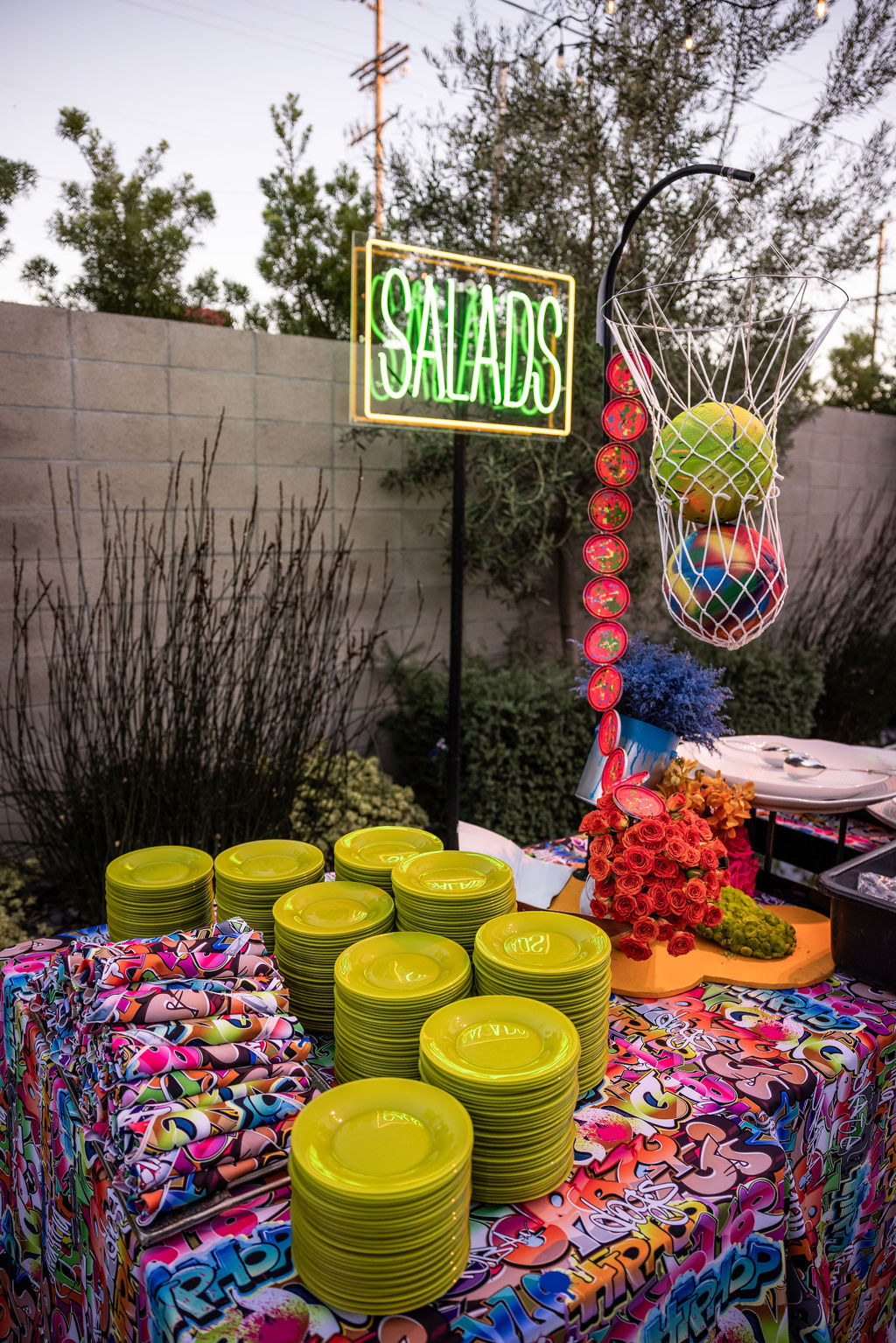 An outdoor salad bar