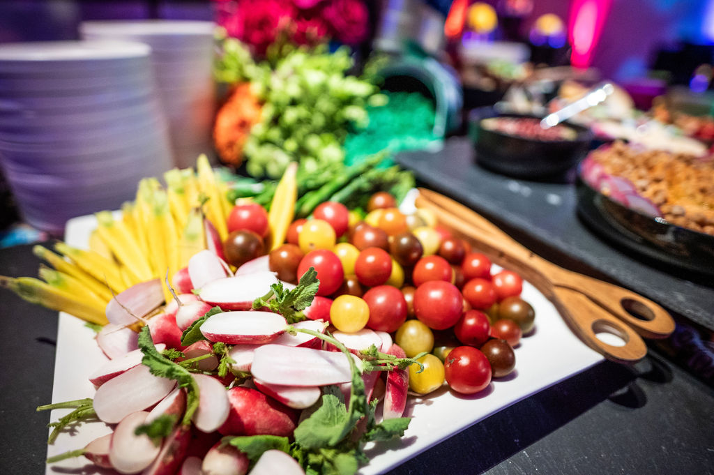 An indoor appetizer/grazing station